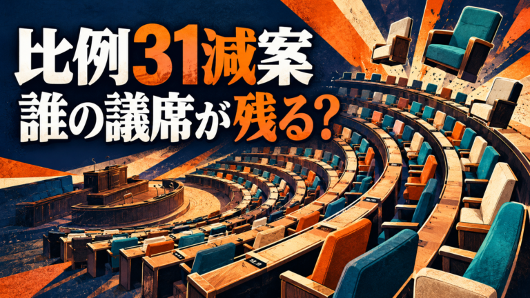 比例31減案と比例代表の仕組みを示す日本語版アイキャッチ図解
